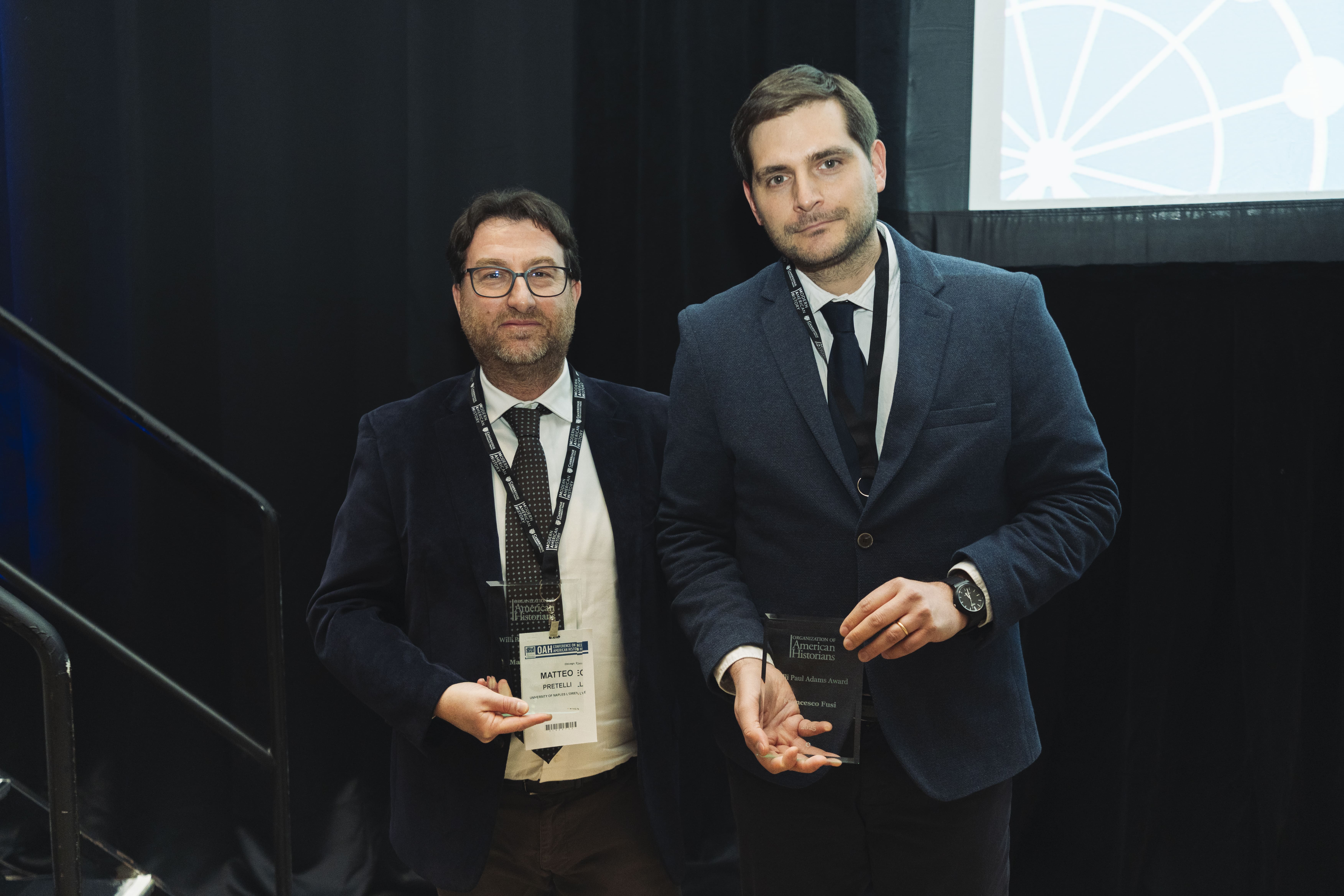 Il prof. Matteo Pretelli premiato dall'Organization of American Historians