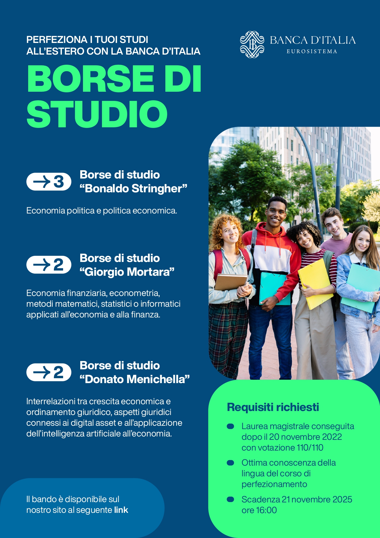 7 borse di studio Banca d'Italia