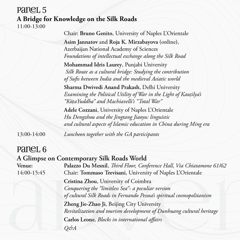 istituto Confucio Conferenza From Silk Roads to World History Civilizations Università di Napoli L'Orientale Programma