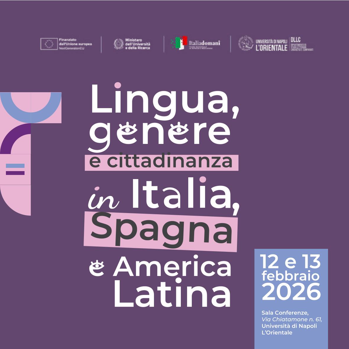 Lingua, genere e cittadinanza in Italia, Spagna e America Latina |  Universit&agrave; degli Studi di Napoli L'Orientale