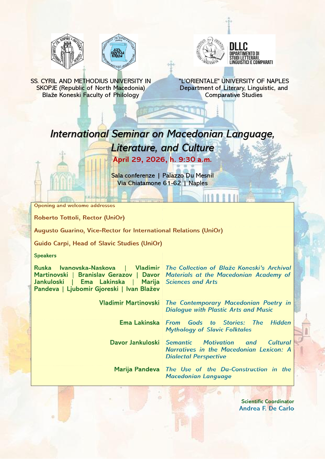 Napoli Language International Seminar on Macedonian Language, Literature, and Culture ...