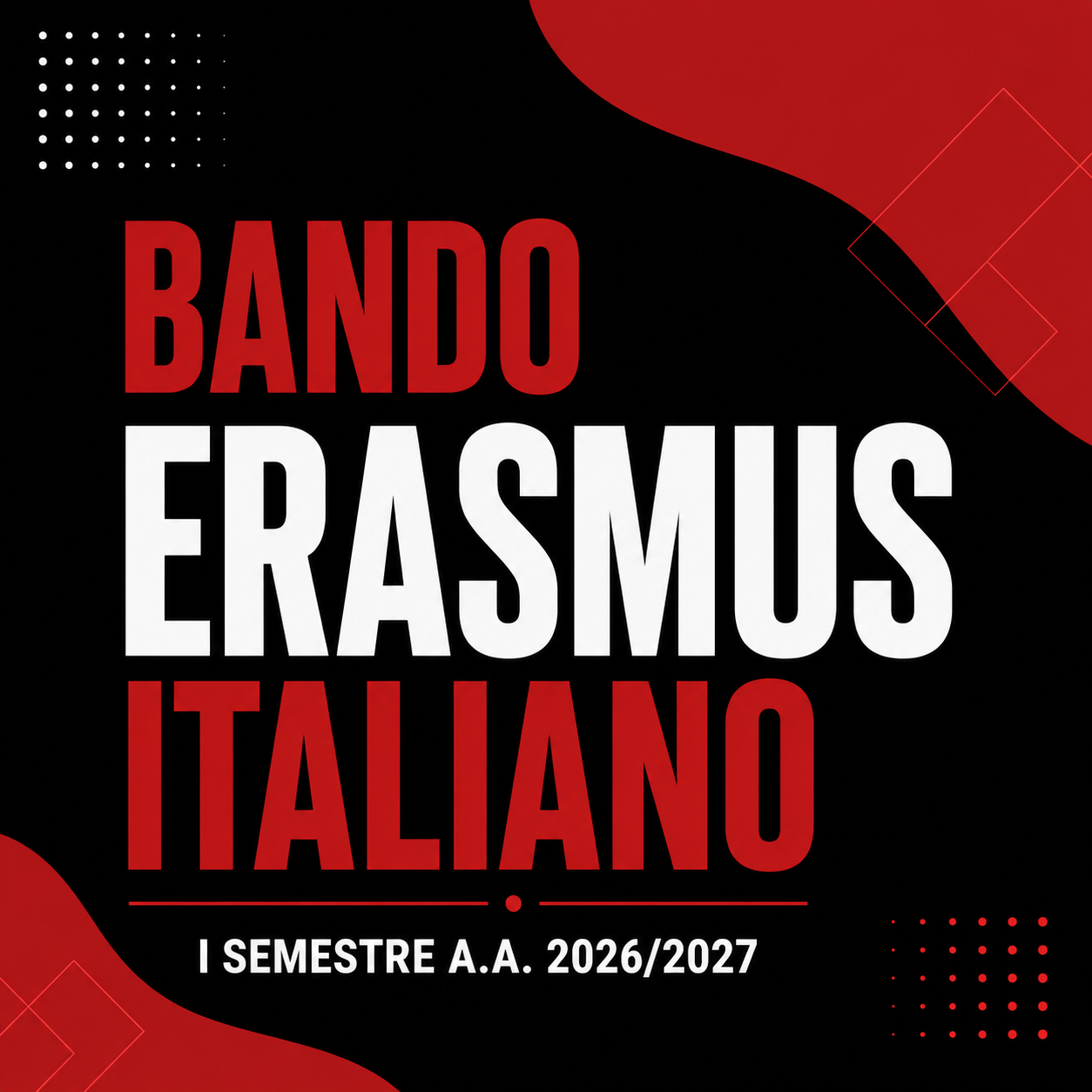 Bando Erasmus Italiano - I semestre a.a. 2026/2027