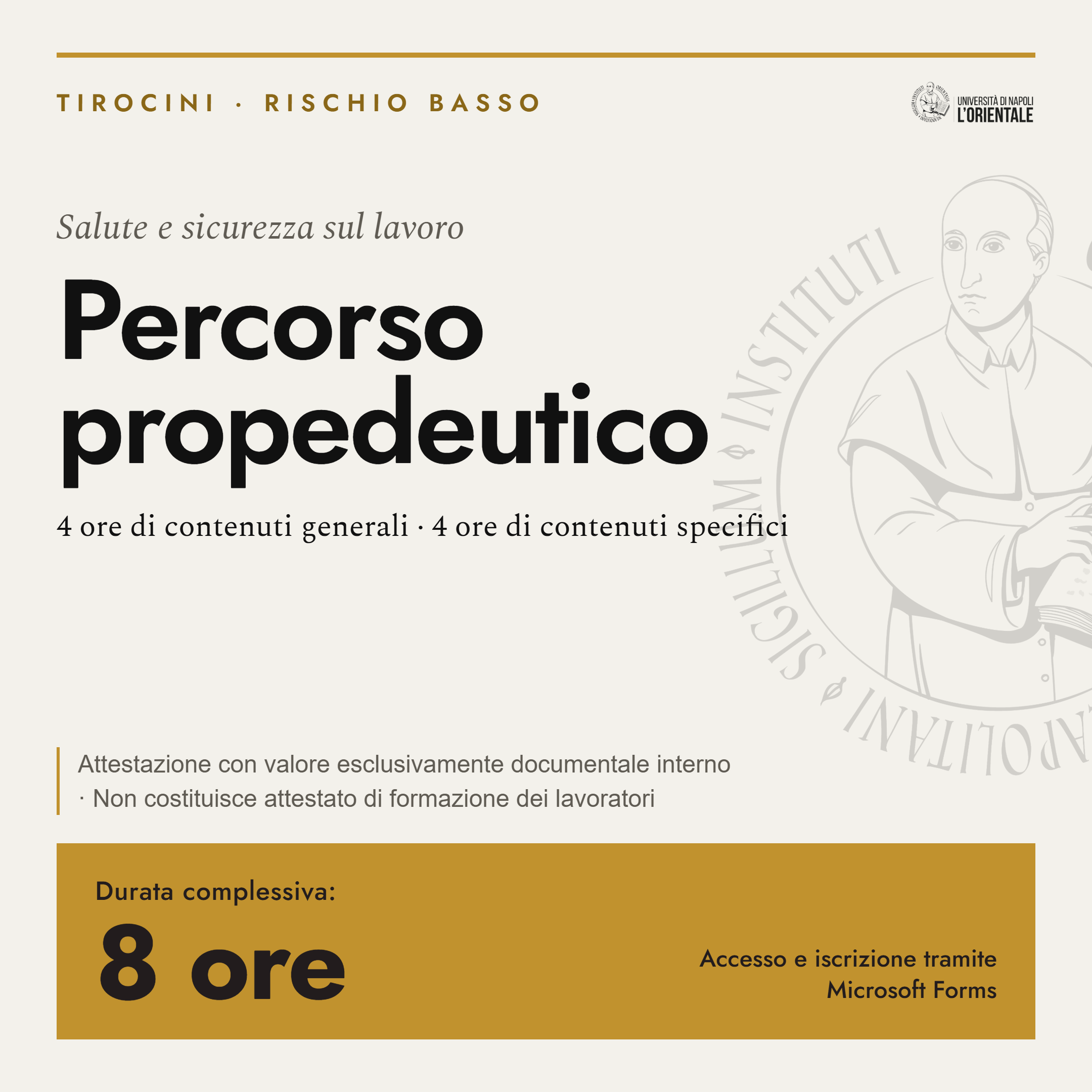 Percorso formativo in materia di salute e sicurezza sul lavoro, ai fini dell'attivazione del tirocinio, per attività classificate a rischio basso