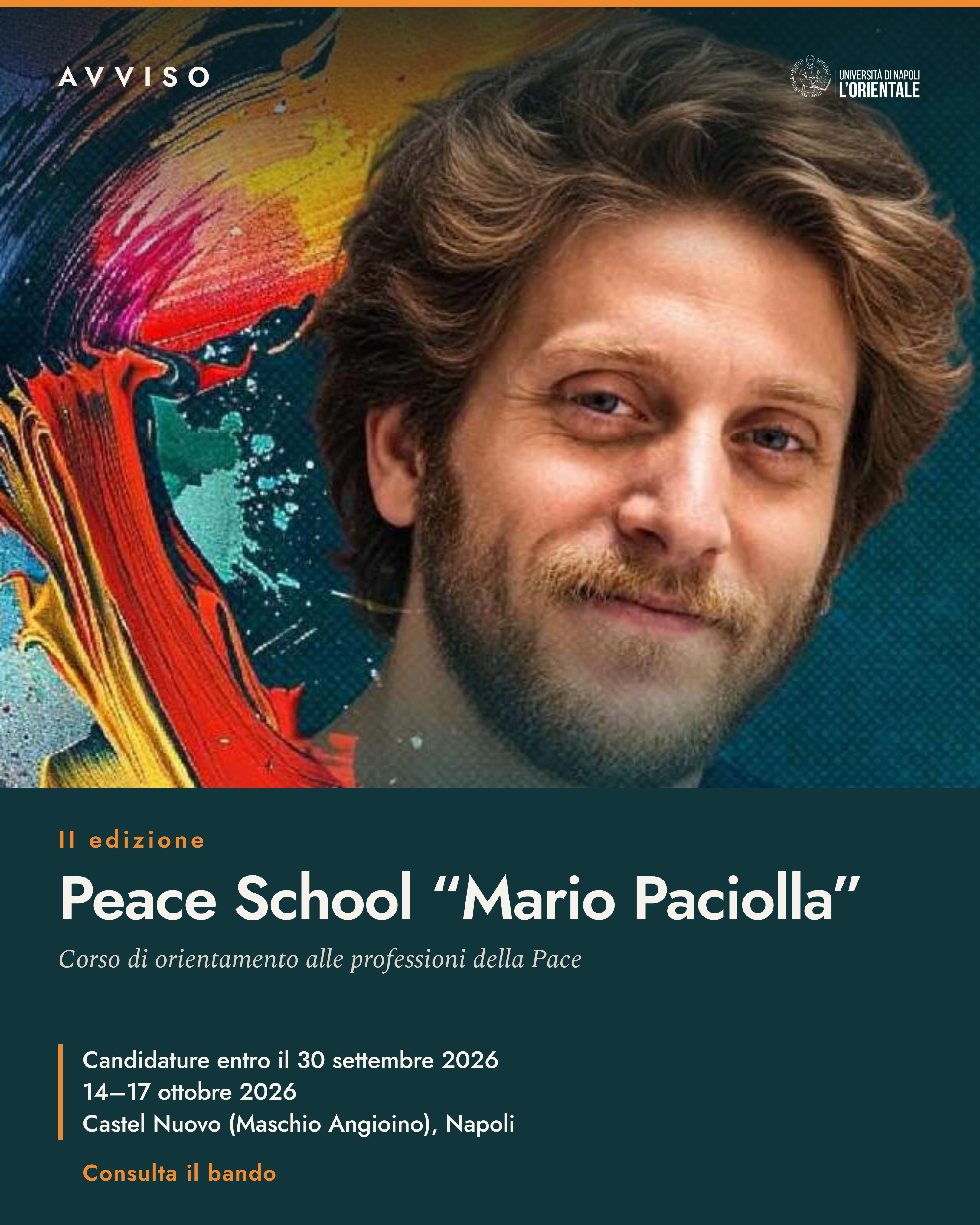 Bando Peace School "Mario Paciolla" - Corso di orientamento alle professioni della Pace - II Edizione