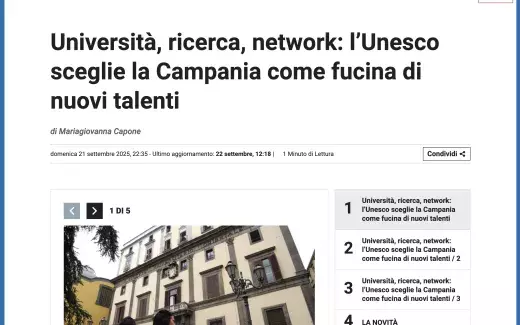 Nell’edizione odierna de Il Mattino si è parlato del nostro Ateneo con un articolo dedicato alla nuova cattedra Unesco “Education, Gender Equality and Climate Action”