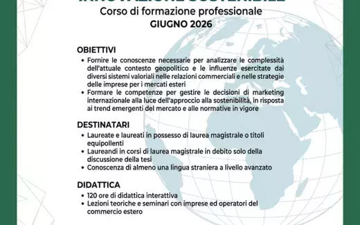 Corso di formazione professionale International Business e Innovazione Sostenibile