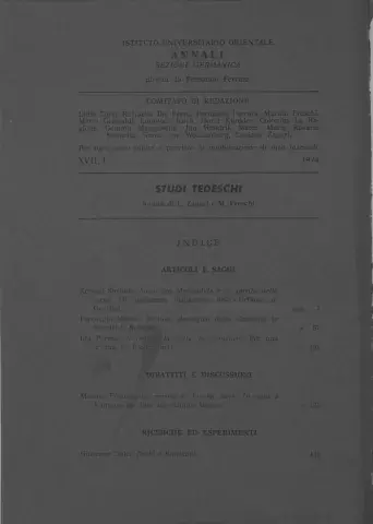 A.I.O.N. - Sez. Germanica. Studi Tedeschi 1974-90