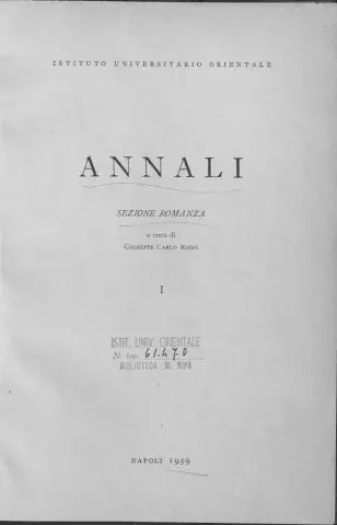 A.I.O.N. - Sez. Romanza : voll. I (1959) - XXX (1988)