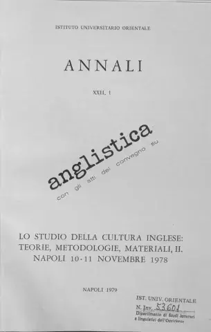 A.I.O.N. - Sez.Anglistica : voll. XXII (1979) - XXXIX (1996)