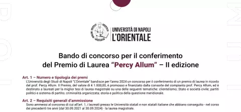Seconda edizione Bando Premio Allum