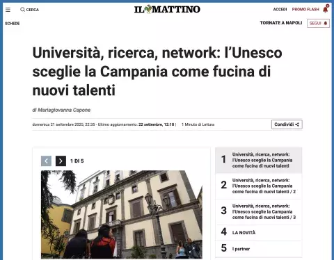 Nell’edizione odierna de Il Mattino si è parlato del nostro Ateneo con un articolo dedicato alla nuova cattedra Unesco “Education, Gender Equality and Climate Action”