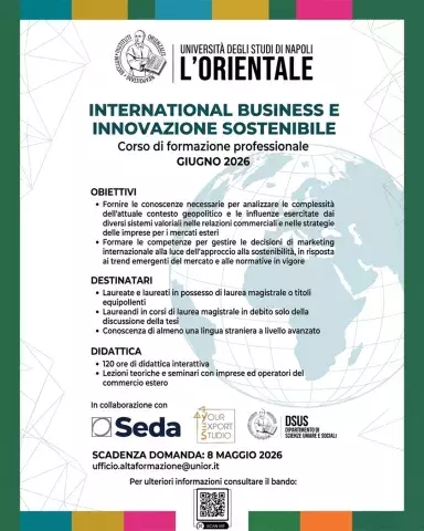 Corso di formazione professionale International Business e Innovazione Sostenibile