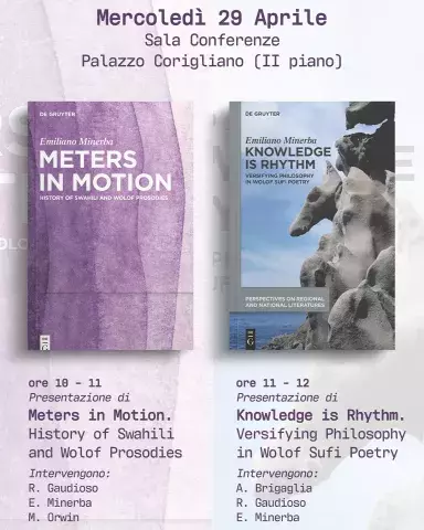 Presentazione libri History of Swahili and Wolof Prosodies e Versifying Philosophy in Wolof Sufi Poetry