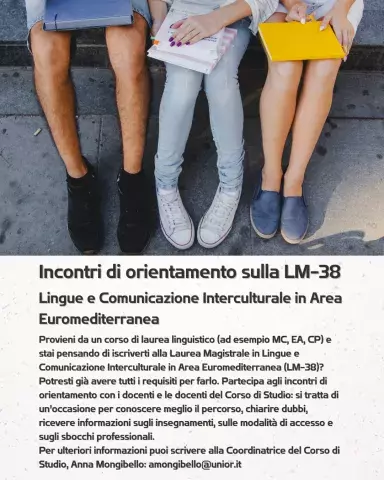 Incontri di orientamento sulla LM-38 in Lingue e Comunicazione Interculturale in Area Euromediterranea