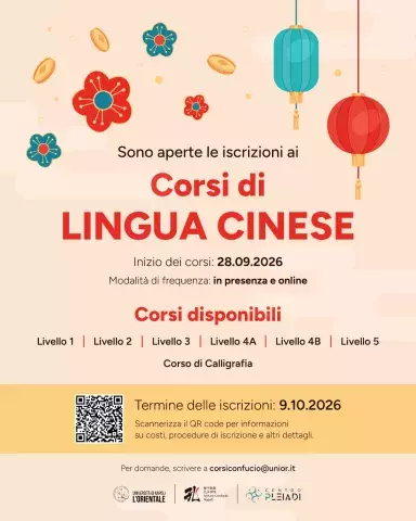 Sono aperte le iscrizione ai Corsi di Lingua Cinese