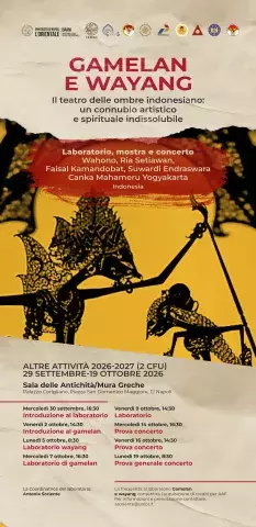 Laboratorio di musica e teatro delle ombre giavanese: gamelan e wayang