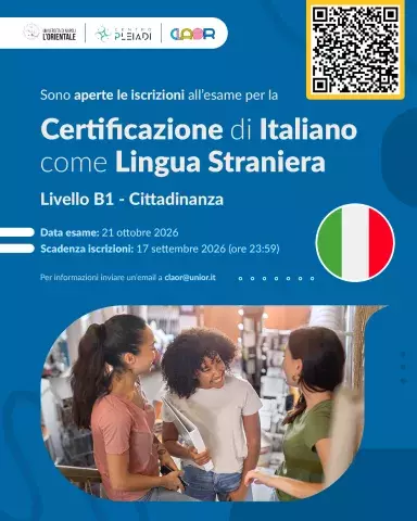 Sono aperte le iscrizioni all'esame per la Certificazione di Italiano come Lingua Straniera (CILS)